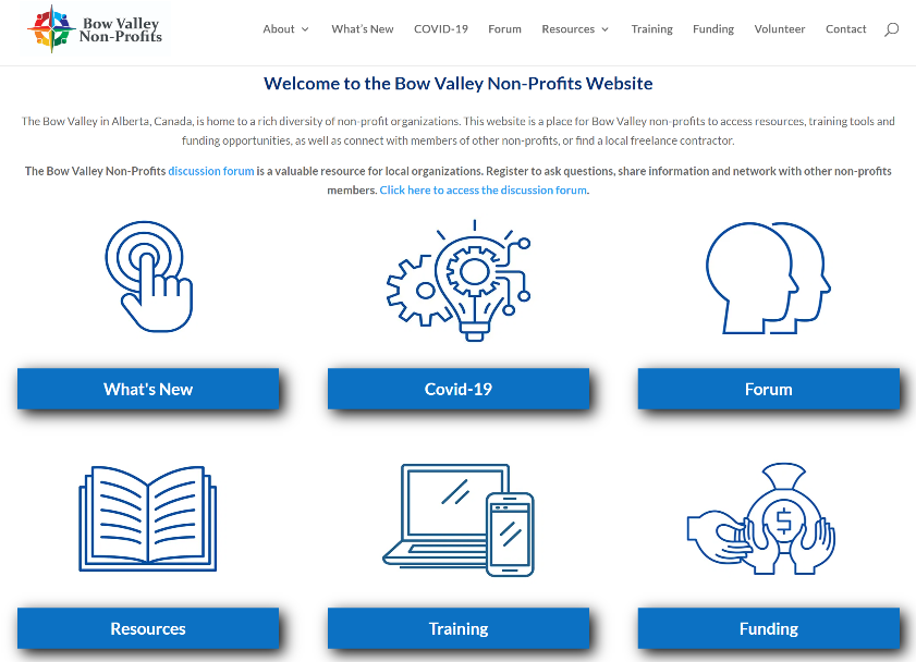 Bow Valley Non-Profits Website by Bow Valley Marketing, Canmore, Alberta